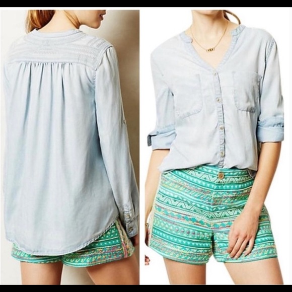 Anthropologie Elevenses costa Aztec embroidered shorts - Picture 2 of 6